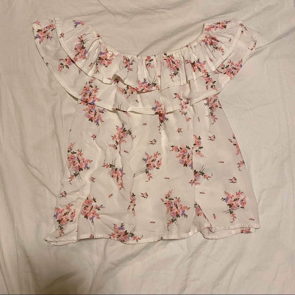 hollister floral off-shoulder top